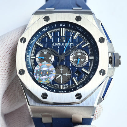 TOP! Blue Silver Ceramic Bezel - Blue Rubber - Automatic - 44mm