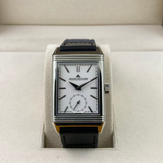 White Silver - Black Leather - Manual winding - 45*27mm