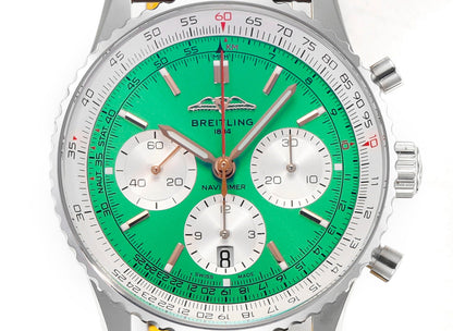 Chronograph - White Ceramic - Green- N-Timer - Brown Leather - Automatic - 43mm