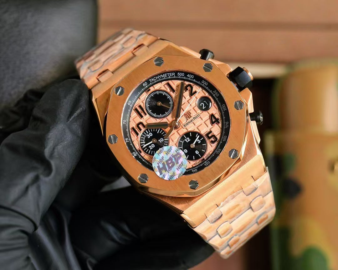 Chronograph-L Size -Rosegold Ceramic- Rosegold Steel - Automatic - 44mm