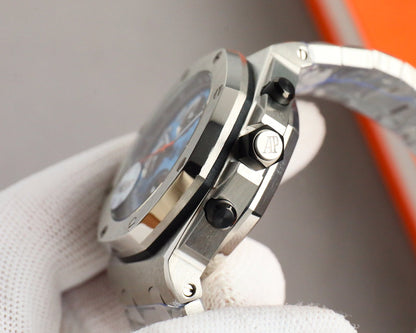 Chronograph - Baby blue White Ceramic Bezel - Silver 904L Steel - Automatic - 42mm