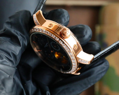 Toubillon -Black Rosegold - Black Leather - Automatic - 44mm