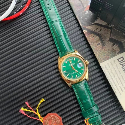 D-date- M118138- Green Yellow gold - Green Leather- Automatic - 40mm