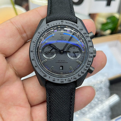 Chronograph -Moon back - Black - Black Leather- Automatic - 44mm