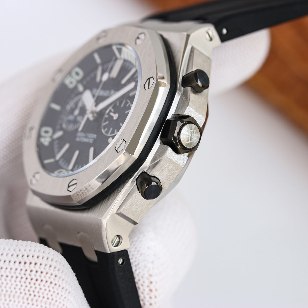 TOP! - 316L Steel - Black rubber - Automatic - 42mm