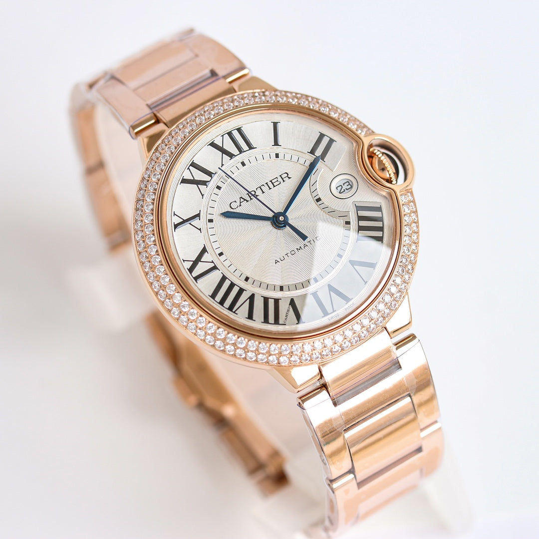 Luxury Diamond Bezel -White -Rosegold - 904L Steel- Automatic - 36/42mm