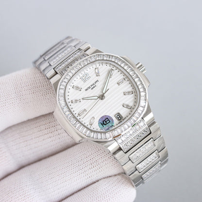 Lady - White - Rhinestones Bezel 316L Steel - Automatic - 35mm