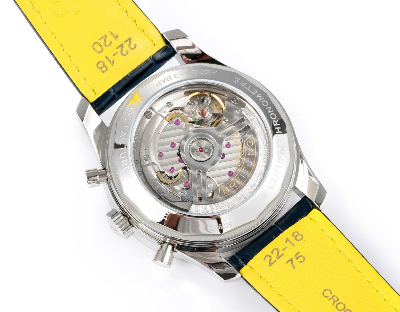 Chronograph - Rhinestone bezel - Blue White - N-Timer - Blue Leather - Automatic - 43mm