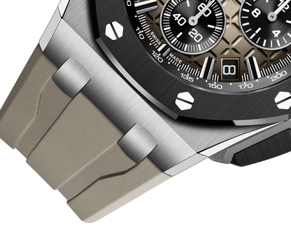 🔥limited-time offer! Brown Rubber Strap - 904L Steel - QUARTZ - 43mm