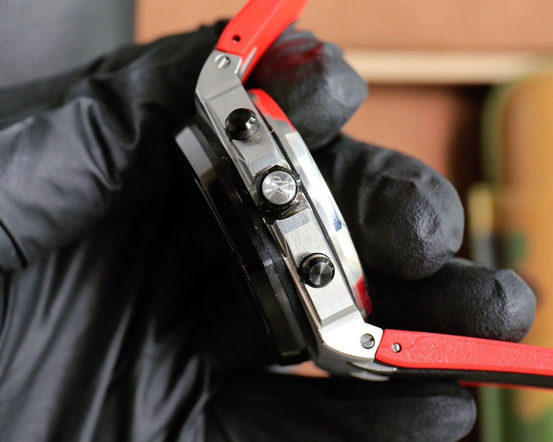 TOP! Chronograph- Red -Black Ceramic- Black Rubber - Automatic - 44mm