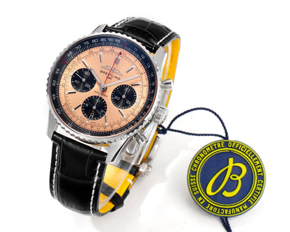 Chronograph - Black Ceramic - Orange- N-Timer - Black Leather - Automatic - 43mm