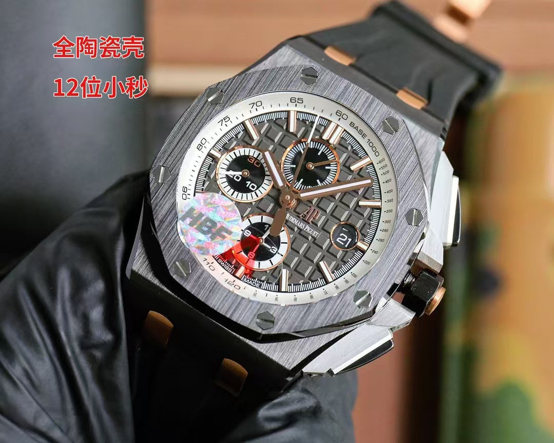 Chronograph-Grey Ceramic- Black Rubber - Automatic - 44mm