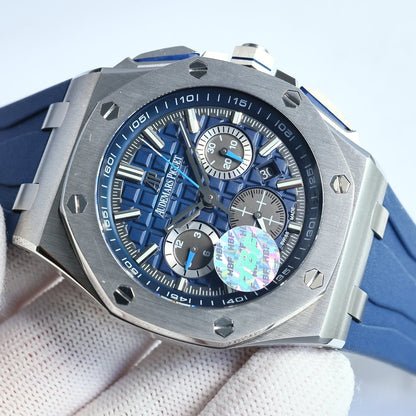 TOP! Blue Silver Ceramic Bezel - Blue Rubber - Automatic - 44mm