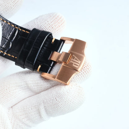 TOP! Rosegold Black Ceramic Bezel - Black Leather - Automatic - 44mm