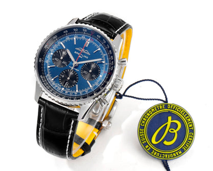 Chronograph - Black Ceramic - Blue N-Timer - Black Leather - Automatic - 43mm