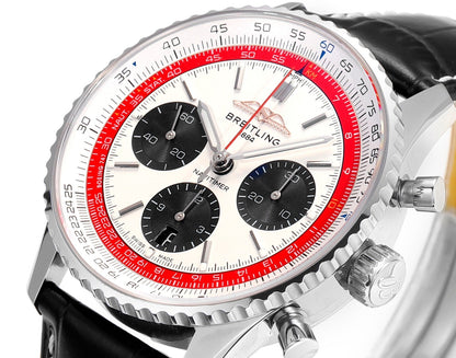 Chronograph - White Ceramic - White N-Timer - Black Leather - Automatic - 43mm