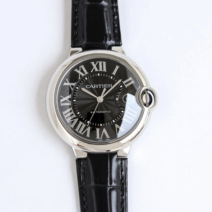 Black -White Silver - Black Leather- Automatic - 36/42mm