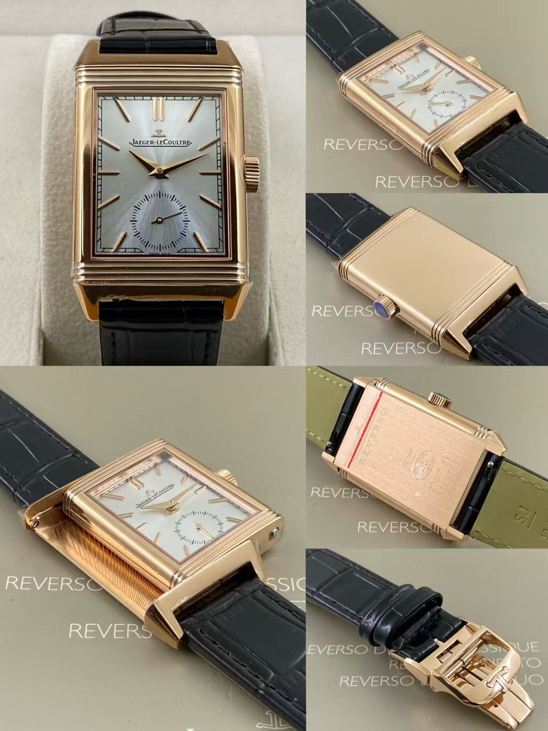 White Silver - Yellogold- Black Leather - Manual winding - 45*27mm