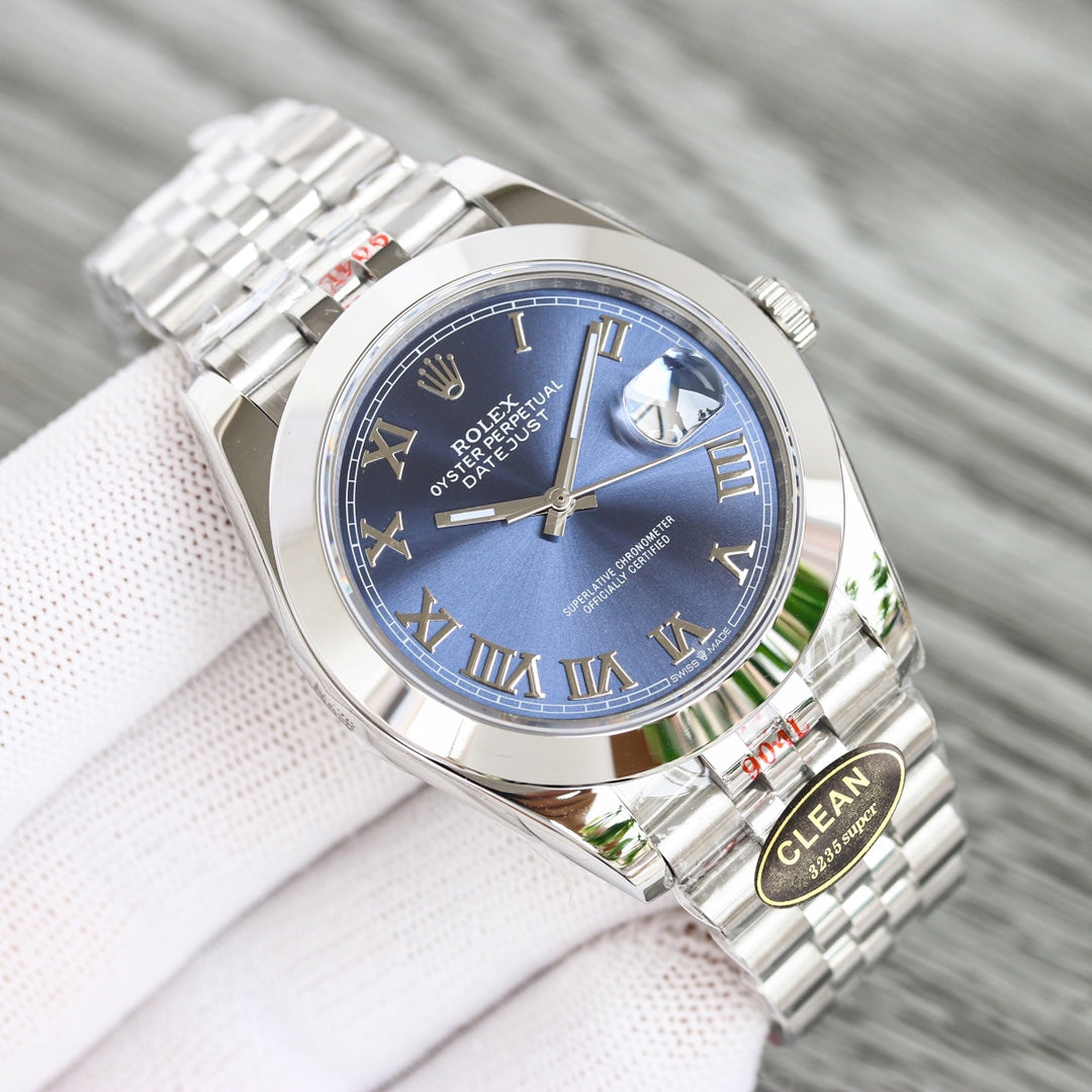 C-Factory - Blue -Smooth bezel- Silver 904L Steel- Automatic - 41mm