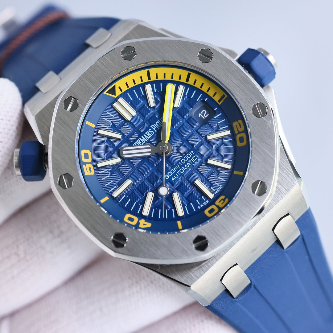 TOP!  - 316L Steel - Blue rubber - Automatic - 42mm