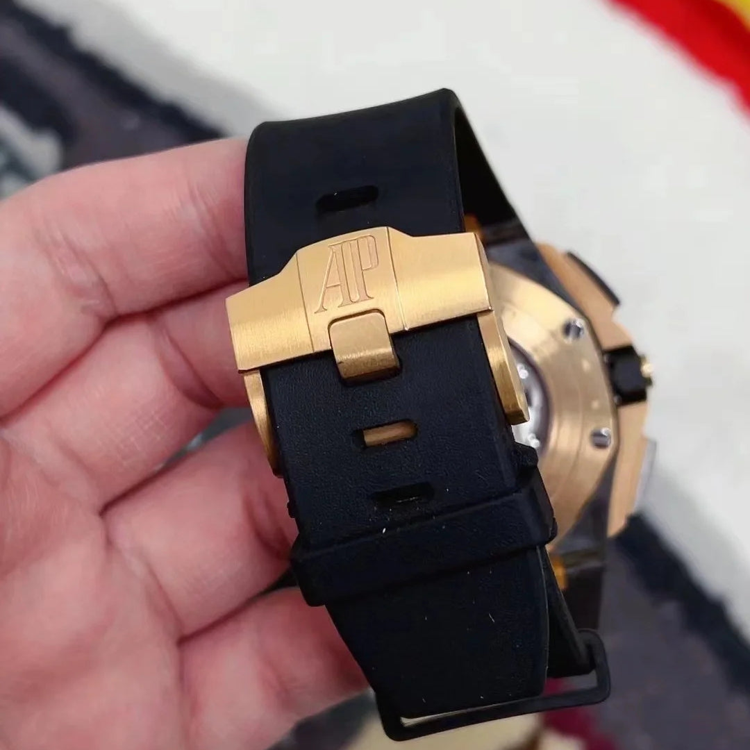 Chronograph-Rosegold Ceramic- Black Rubber - Automatic - 44mm