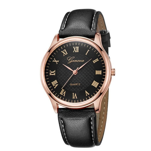 Quartz -Black Strap Round Watch - 40mm