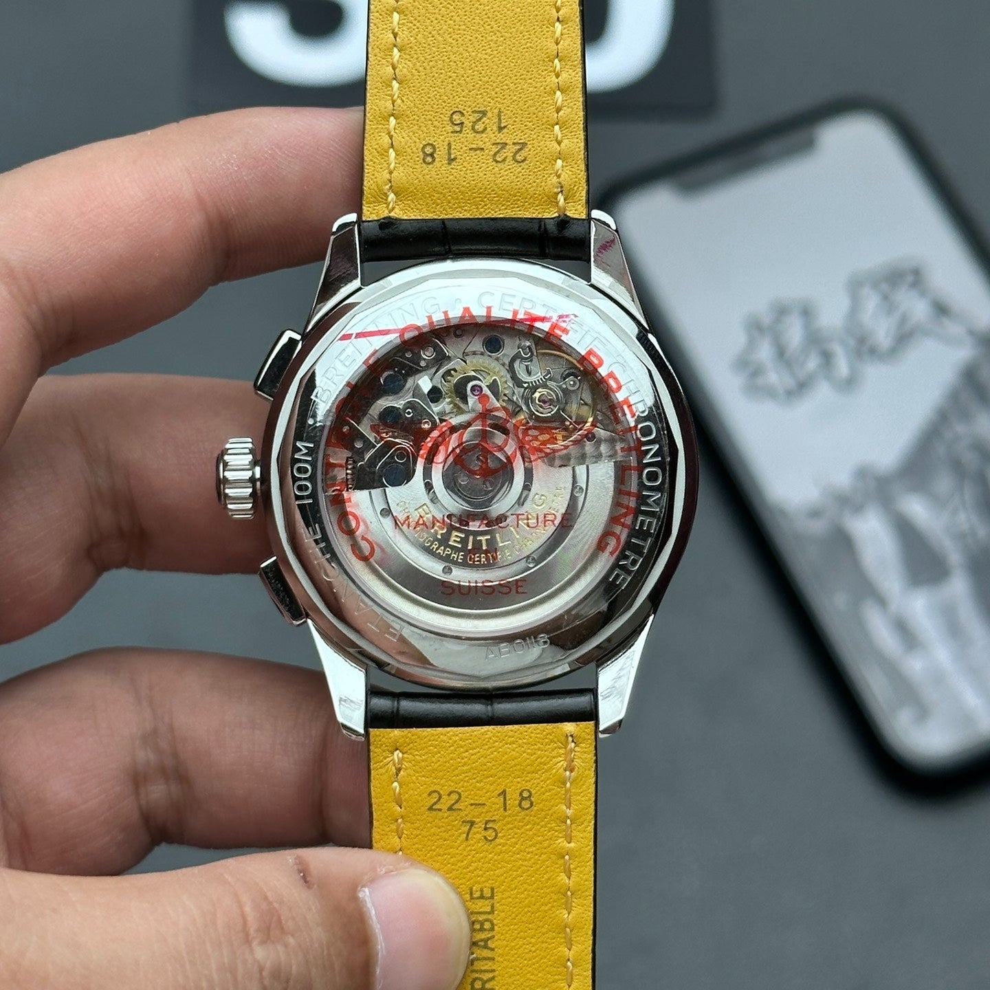 Chronograph - Grey - Black Leather - Automatic - 42mm