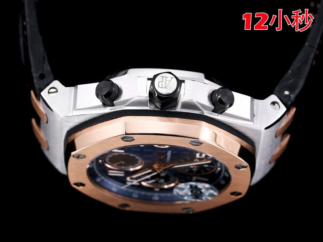Rosegold Ceramic - Black Leather - Automatic - 44mm