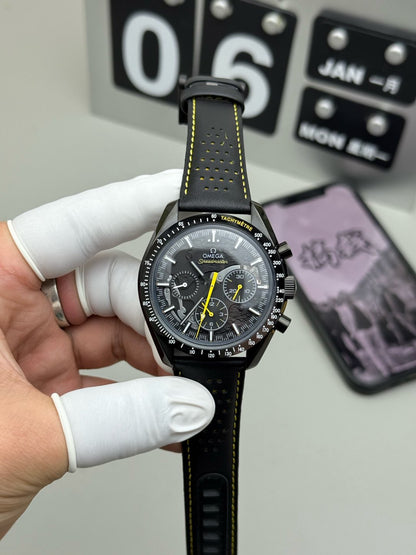 Chronograph -Hollow - Black 904L Steel - Black Rubber- Automatic - 42mm