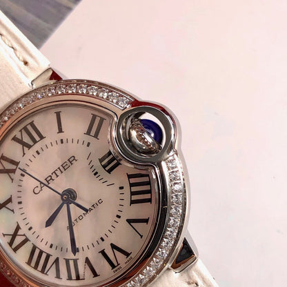 LADY -Rhinestone Bezel- White Leather - Quartz - 33mm