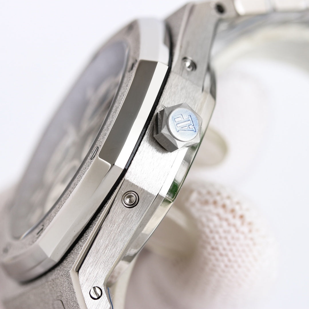 TOP! Frosted Black - White Steel - Automatic - 41mm