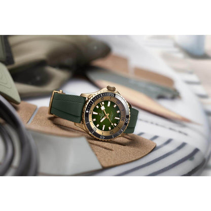Rosegold Ceramic- Green White - Black Rubber - Automatic - 42mm