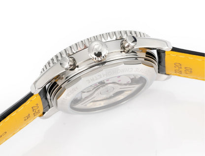 Chronograph - White Bezel- Panda Face - N-Timer - Black Leather - Automatic - 43mm