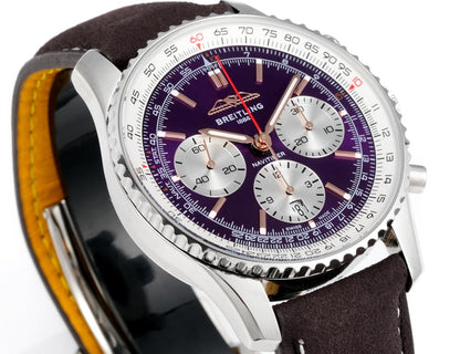 Chronograph - White Ceramic - Purple White- N-Timer - Grey Leather - Automatic - 43mm
