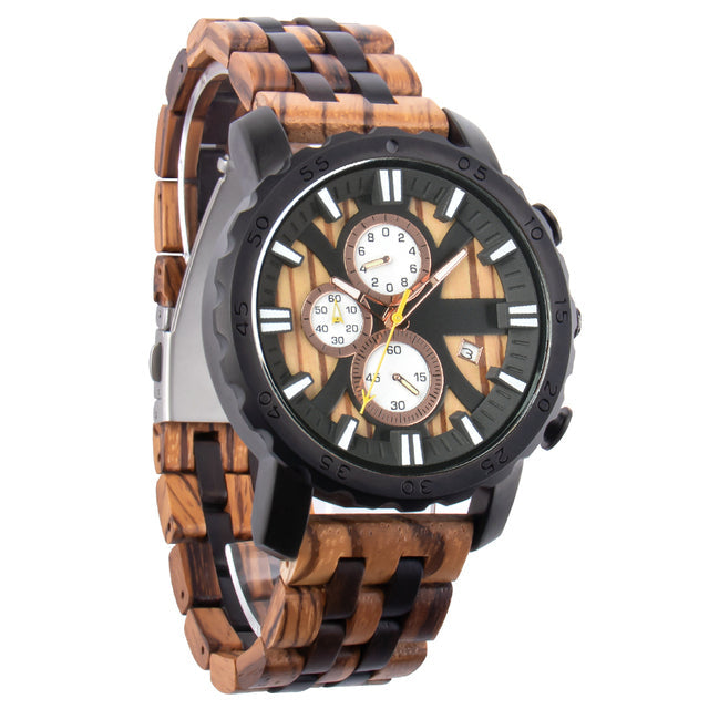 Wooden Strap Men's Quartz Watch -42mm