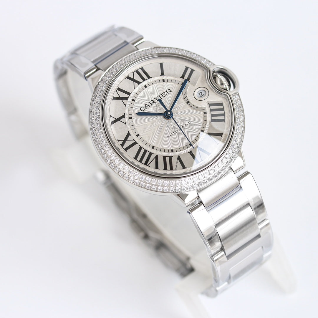 Luxury Diamond Bezel -White -White Silver - 904L Steel- Automatic - 36/42mm