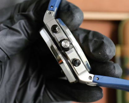 Chronograph-Silver Ceramic- Blue Rubber - Automatic - 44mm