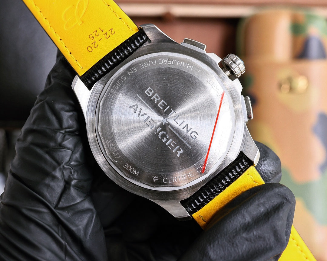 Chronograph -Silver Ceramic Yellow - Black Rubber - Quartz - 43mm