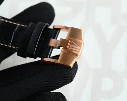 TOP! Rosegold Ceramic Bezel - Black Leather - Automatic - 44mm