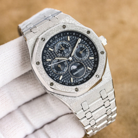 TOP! Frosted Black - White Steel - Automatic - 41mm