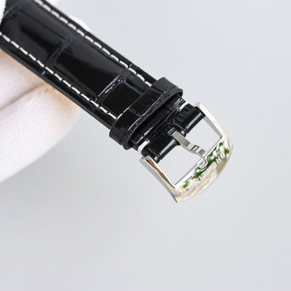 Chronograph - Panda face - Black Leather - Automatic - 42mm