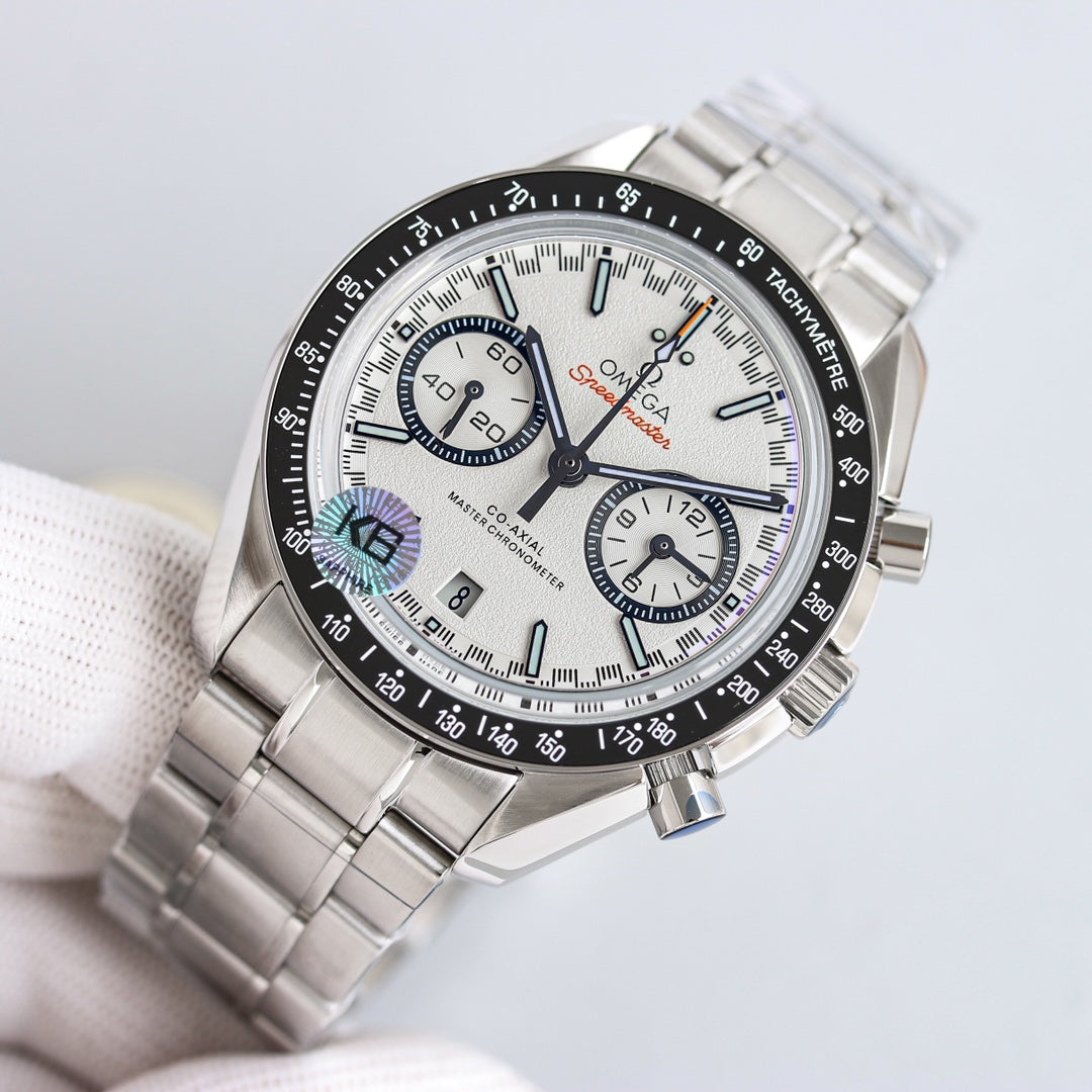 Chronograph -329.30.44.51.04.001- White- Black Ceramic- 316L Steel- Automatic - 44mm