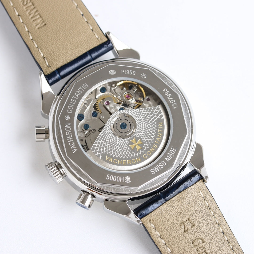 Chronograph - White 904L Steel -Brown Leather - Automatic - 42mm