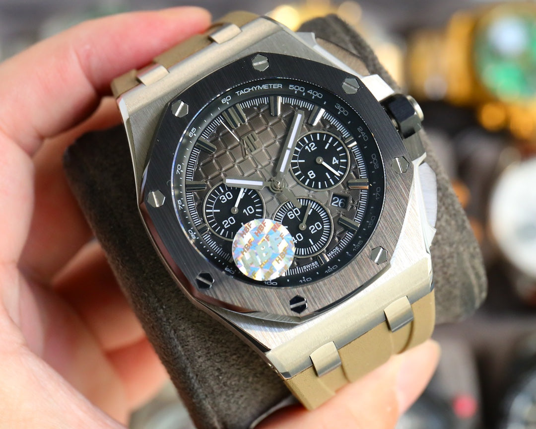 TOP! Grey Ceramic Bezel - Khakki Rubber - Automatic - 44mm