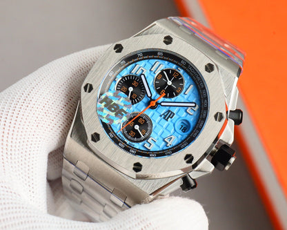 Chronograph - Baby blue White Ceramic Bezel - Silver 904L Steel - Automatic - 42mm