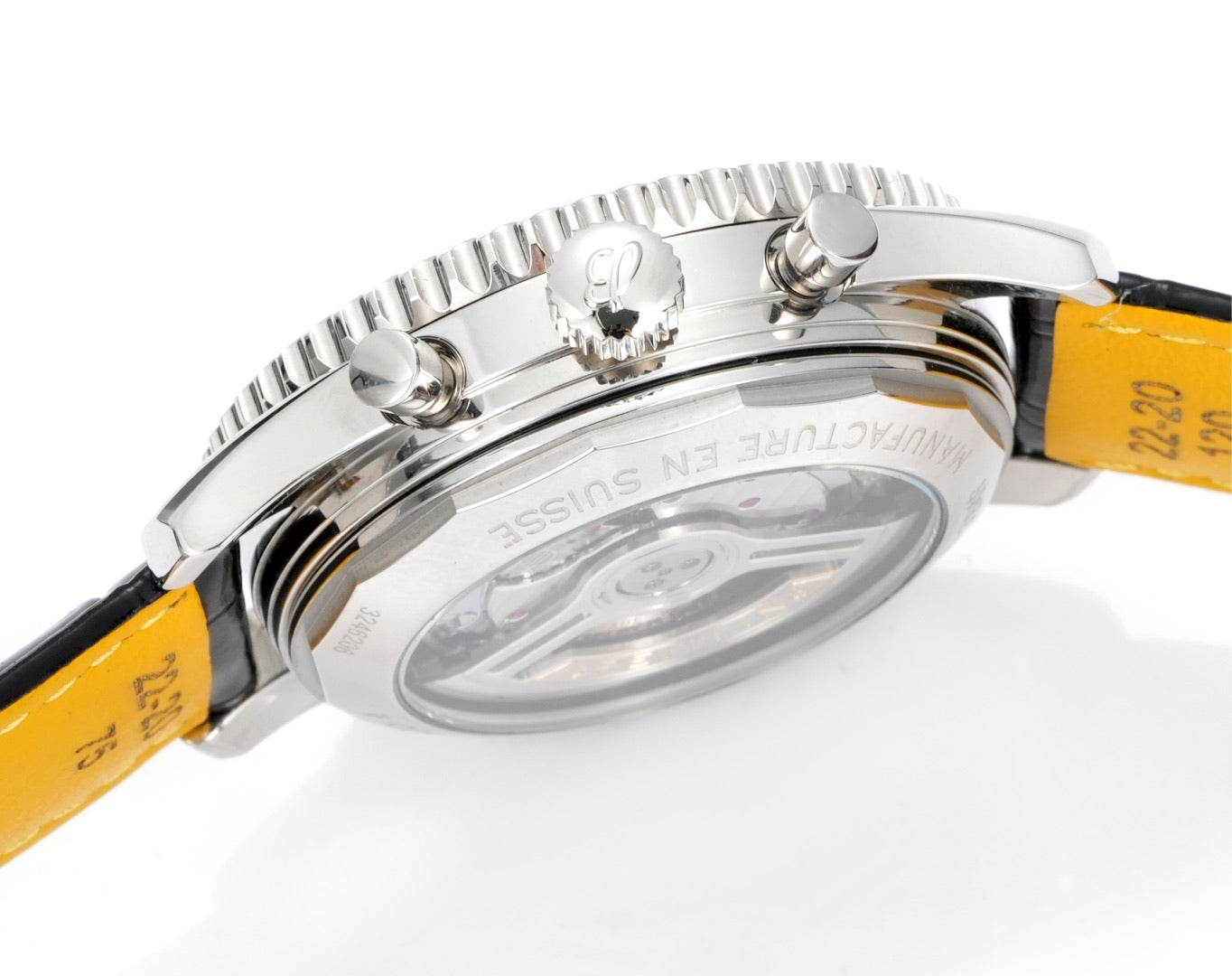 Chronograph - White Ceramic -Black- N-Timer - Black Leather - Automatic - 43mm