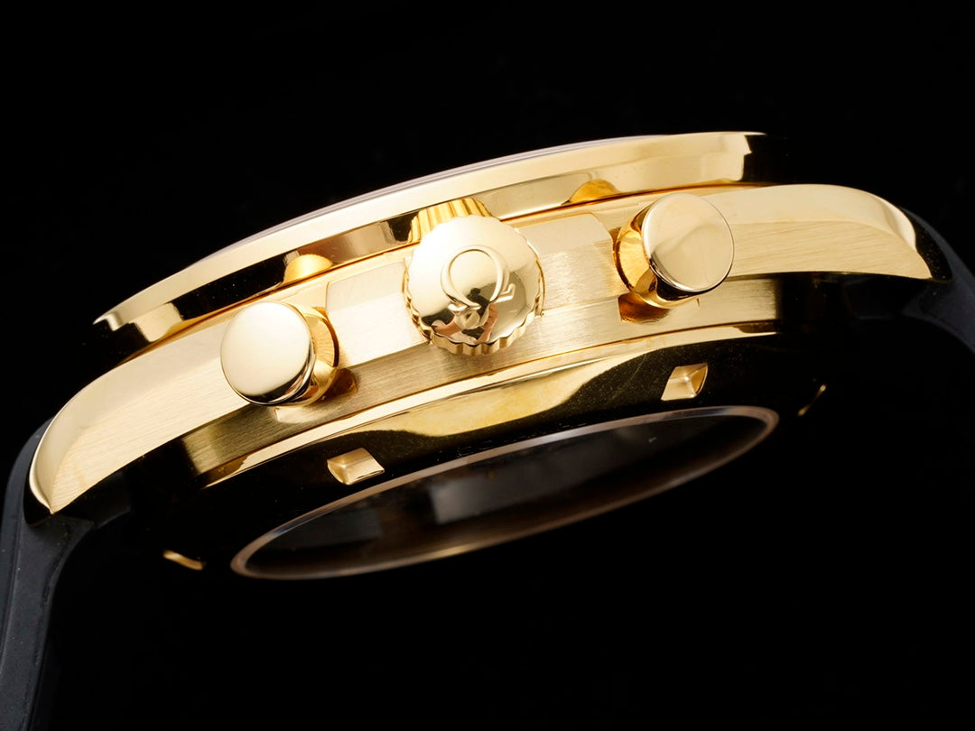 Chronograph -Yellowgold- Black Silver - Black Rubber- Automatic - 42mm