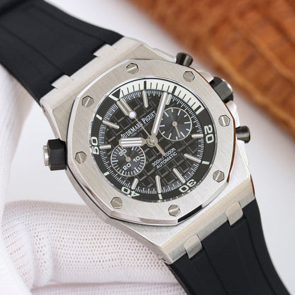 TOP! - 316L Steel - Black rubber - Automatic - 42mm