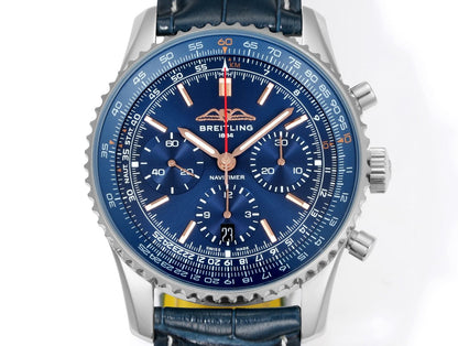 Chronograph - Silver Blue - Blue - N-Timer - Blue Leather - Automatic - 43mm