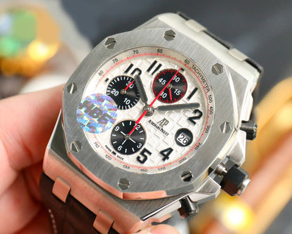 TOP! Panda Face Ceramic Bezel - Black Leather - Automatic - 42mm